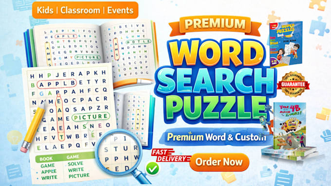 Create custom word search puzzle book interiors with covers for amazon ...