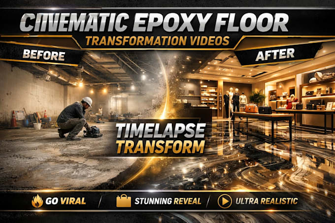 create cinematic epoxy floor transformation videos
