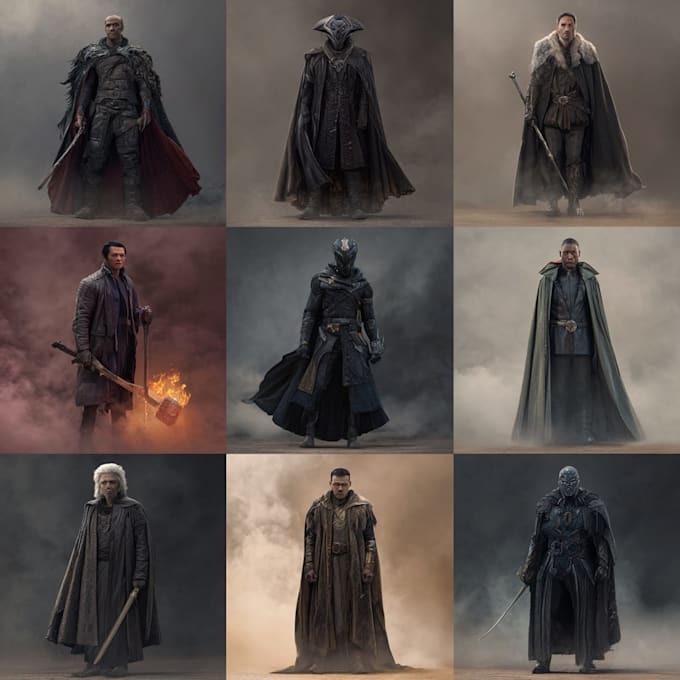 create scifi, fantasy, superhero character design