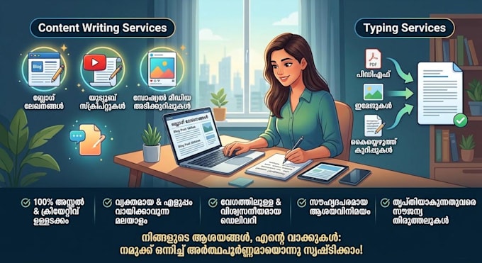 do professional malayalam content writing and typing