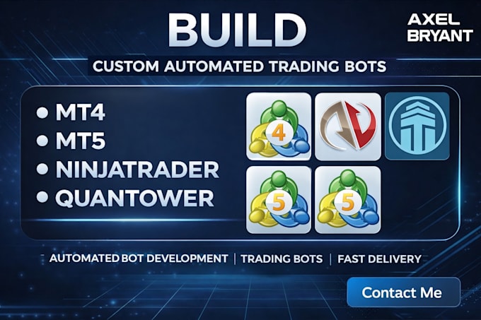 Custom Built Bot Build a custom automated trading bot for ninjatrader, mt4, mt5, or ...