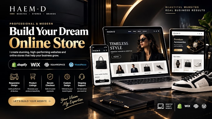 build shopify wix squarespace wordpress store edit custom business website