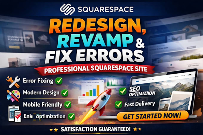 redesign revamp fix errors and design a responsive squarespace website