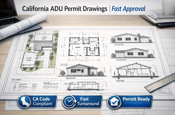 prepare quick adu permit drawings in california