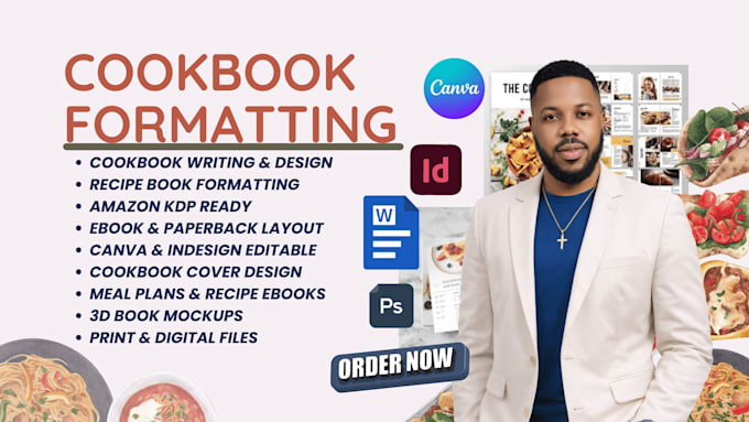 write, design, and format a professional cookbook or recipe ebook for amazon KDP