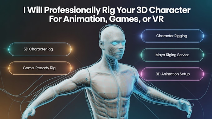 professionally rig your 3d character for animation, games