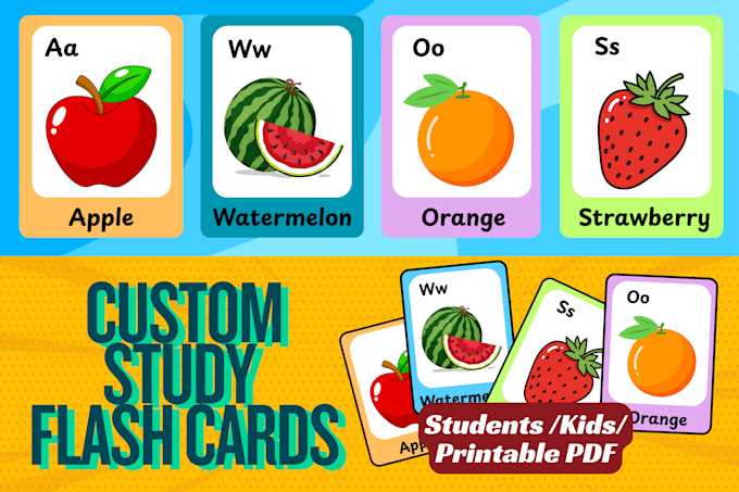 design custom printable flashcards for kids and students