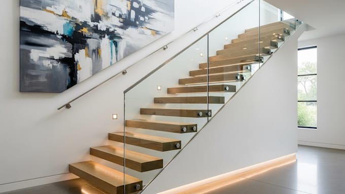 design a modern staircase, spiral staircase with detailed plans