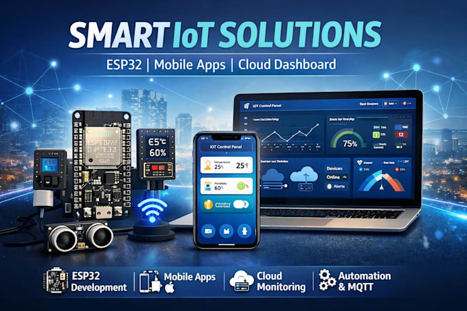 develop a smart iot system with esp32, mobile apps and cloud dashboard