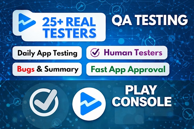 provide 12 testers for google play, do QA, app and website testing