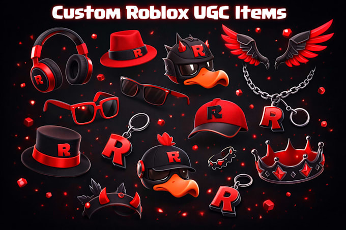 create custom wearable 3d ugc roblox accessories, 3d game assets modelling