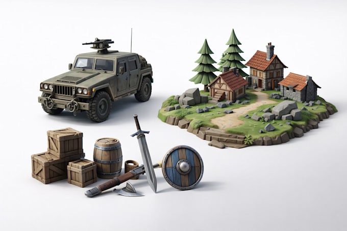 create low poly and realistic 3d game assets for unity and unreal
