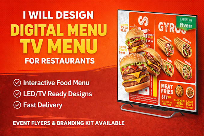 design digital menu TV menu for restaurant led menu