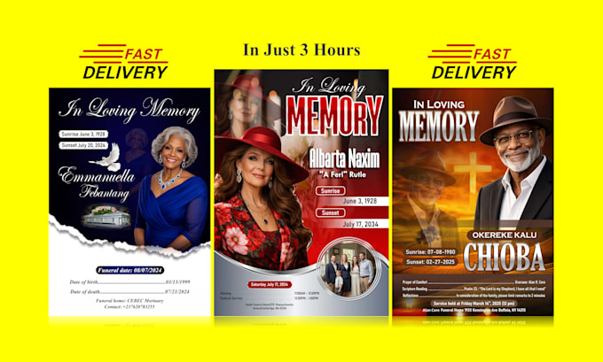 design funeral flyer, memorial and obituary program