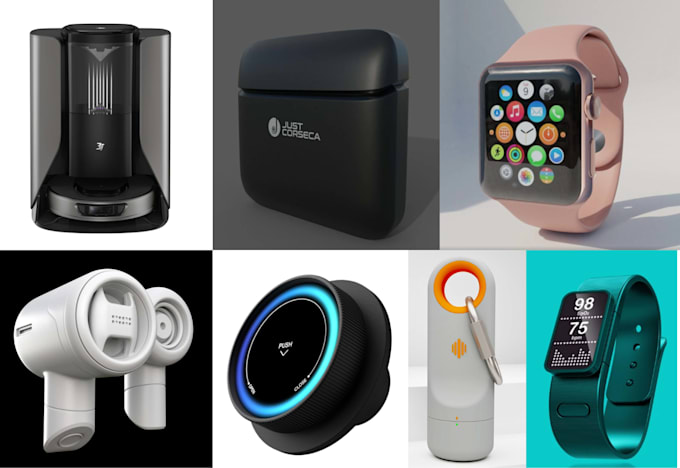 Render 3d product design 3d cad model audio smart wearables device in ...