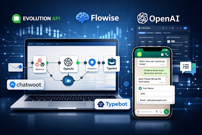 Build n8n whatsapp chatbot evolution api flowise chatwoot typebot ...