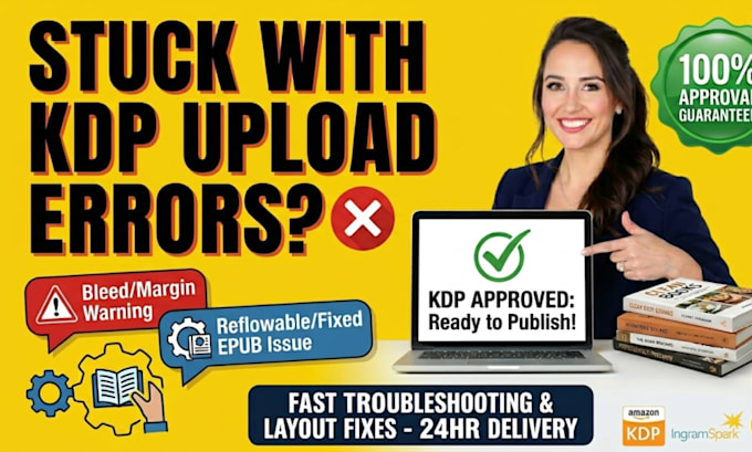 fix amazon KDP formatting errors and book layout design in canva
