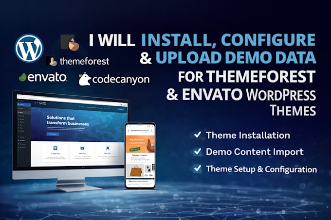 install, configure and import data for themeforest and envato wordpress themes