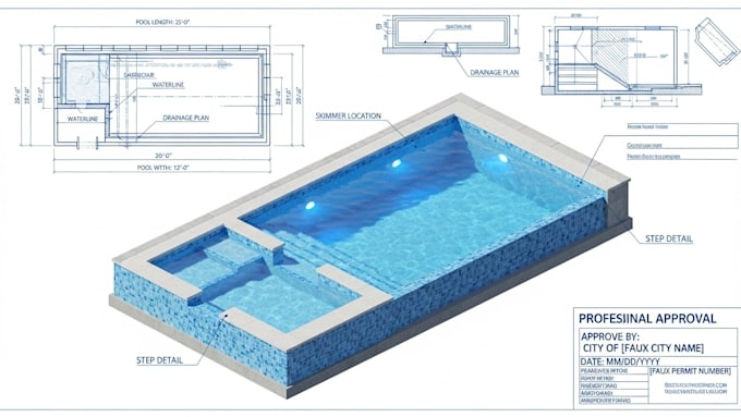 Pool design and engineering 3d pool layout permit approval drawings by ...