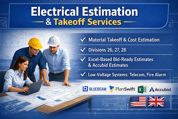 provide professional electrical take off and cost estimation services