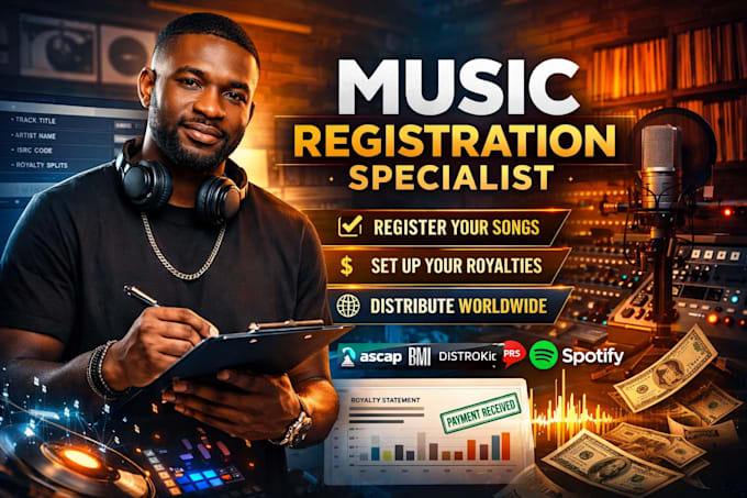 register your music on all major platforms and pros