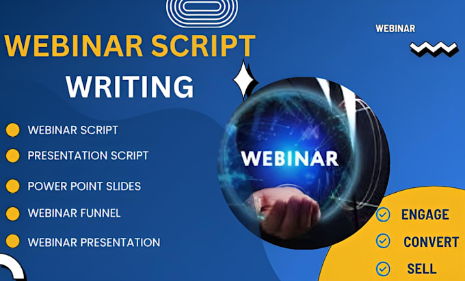 write a perfect webinar script, presentation script, webinar slides and funnel