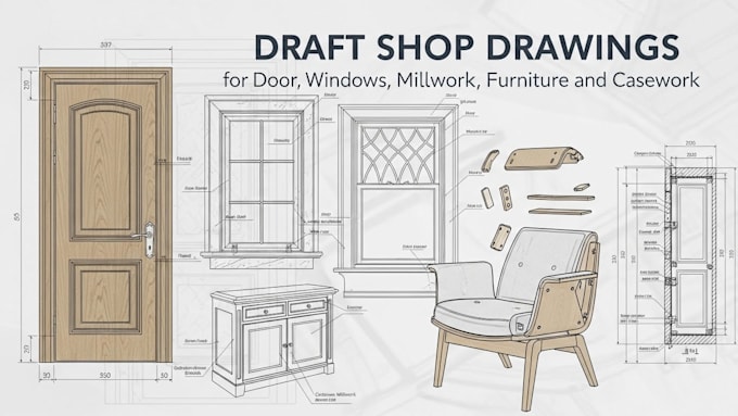 Draft shop drawings for door, windows, millwork, furniture and casework ...