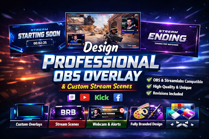 Design professional obs overlay and custom stream scenes by Flourence ...
