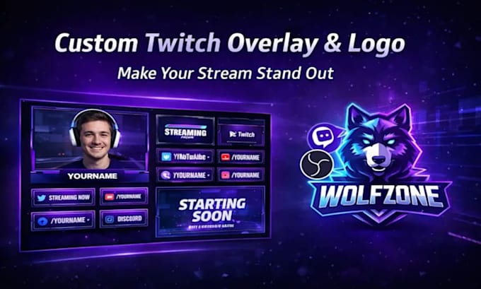 Design twitch overlay and logo for your twitch profile by Flourence ...