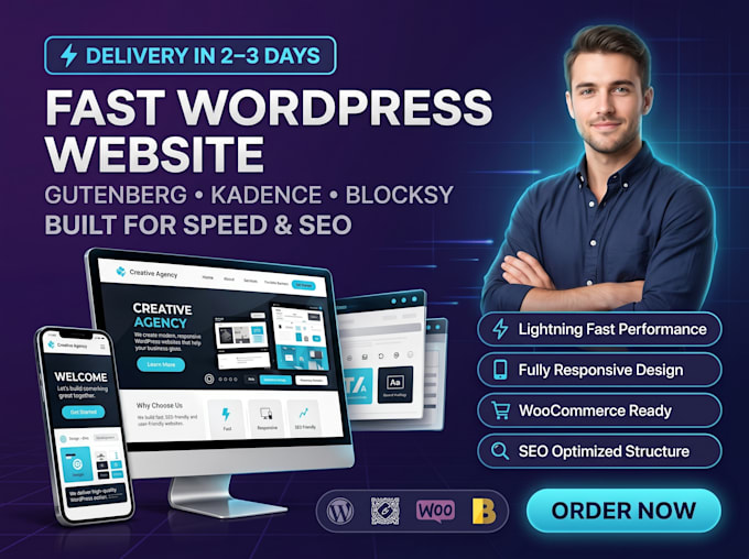 build fast wordpress, gutenberg, kadence, blocksy, bricks builder, divi website