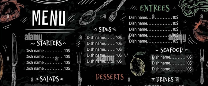 design amazing editable food restaurant menu