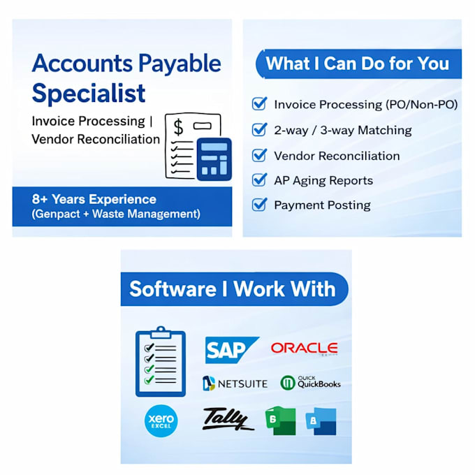 manage accounts payable, invoice processing, and vendor reconciliation