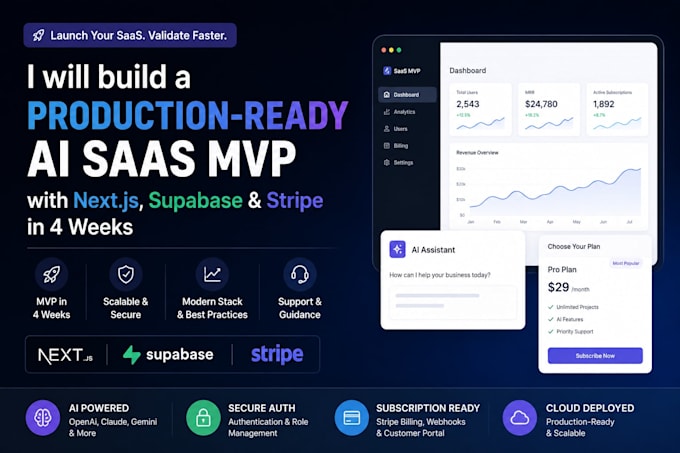 build a production ready ai saas mvp using next js supabase and stripe