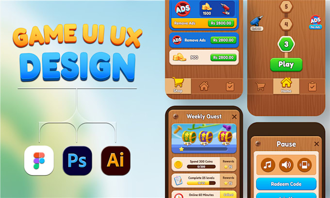 design game creatives and UI design for mobile