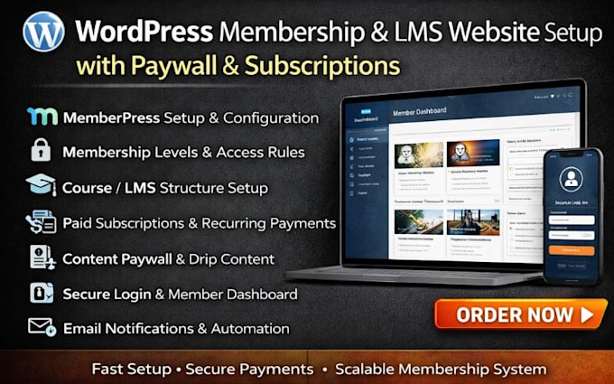 setup wordpress membership lms website paywall subscription memberpress website