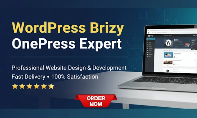 design wordpress website customize onepress theme avada brizy theme page builder