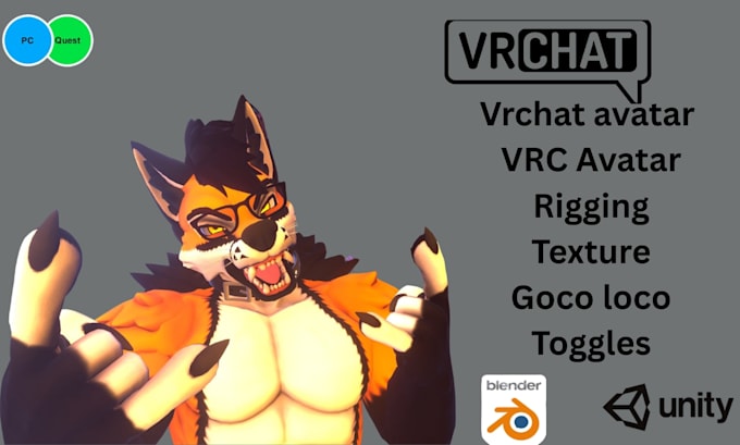 Do custom vrchat furry avatar, vrm 3d model,vrc avatar, vrchat avatar ...