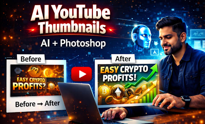 design professional youtube thumbnails using ai and photoshop