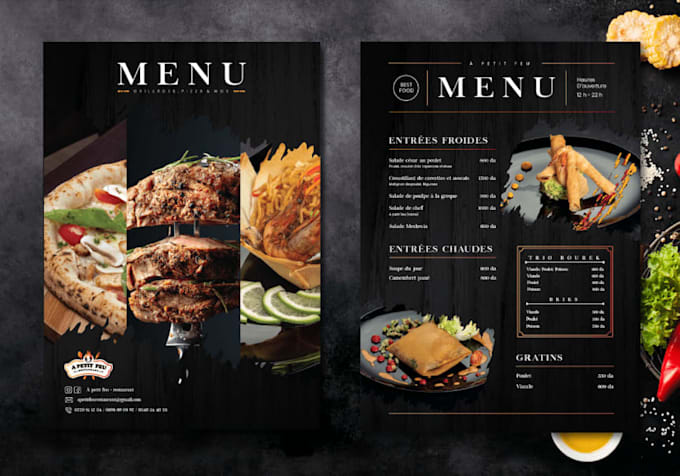 create a modern and stylish food menu design
