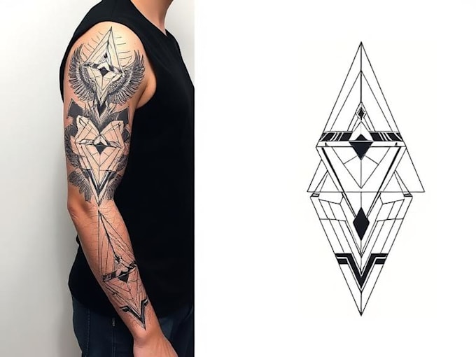 create sleeve tattoo design in geometric style