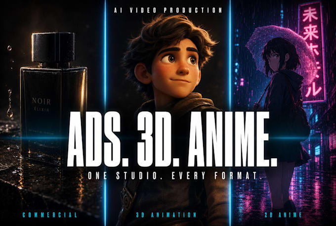 produce cinematic ai video ads, music videos and 3d animation
