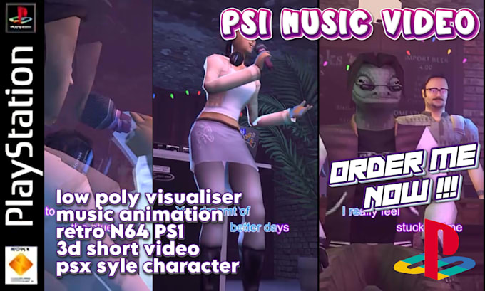 Create ps1, psx style music animation, 3d retro n64 low poly short ...