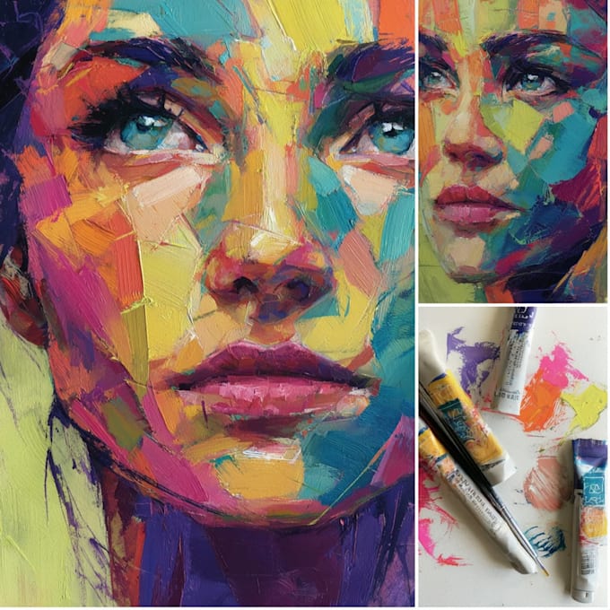 paint expressive colorful abstract portraits
