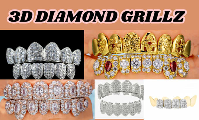 create 3d solitaire ring design, stl diamond grills design, 3d champions ring,