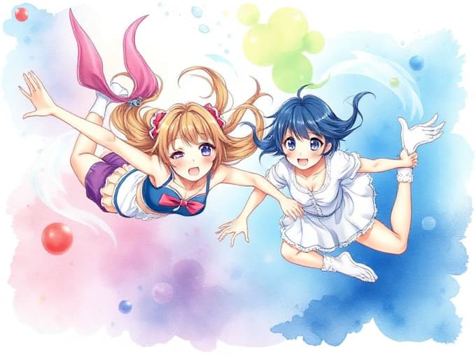 draw watercolor anime, manga, vtuber characters