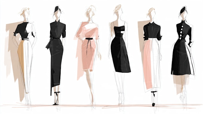 draw a fashion illustration or sketch of a figure in clothes