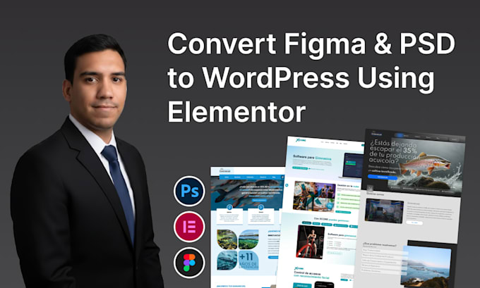 convert figma to wordpress, PSD to wordpress, figma to elementor