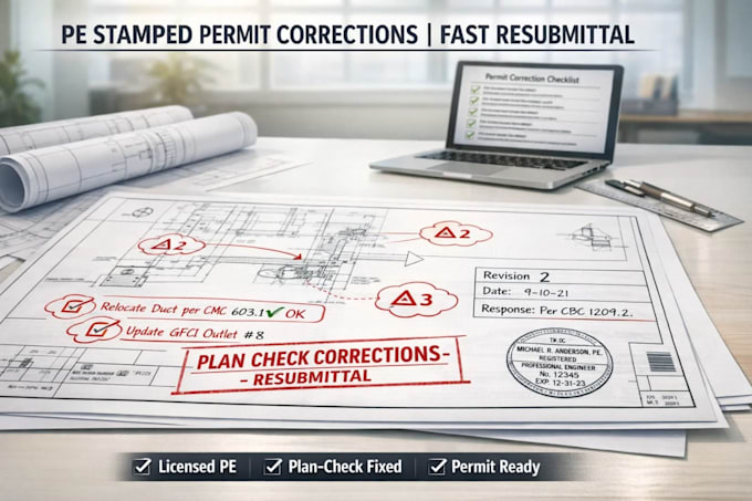 fix rejected permit drawings with licensed pe stamped corrections