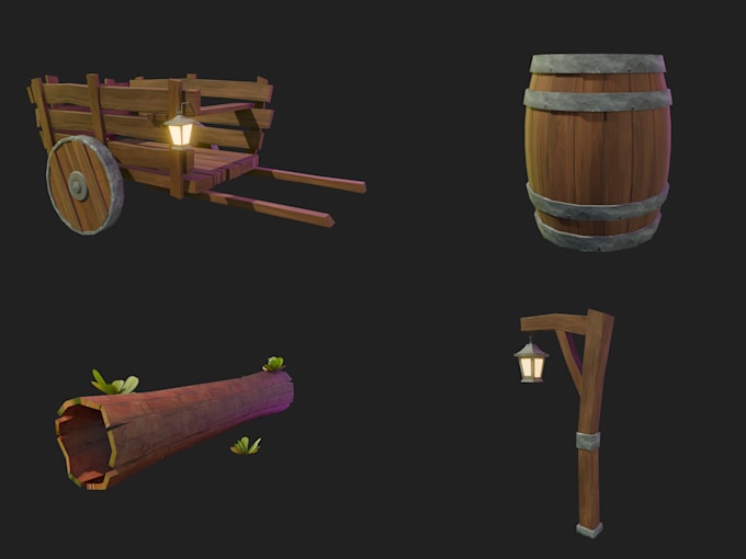 create stylized lowpoly 3d assets for games and renders