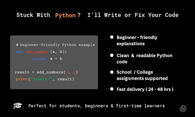 write or fix simple python programs for beginners